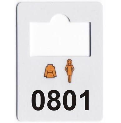 9417869  LMS218 Garderobemerker plast nummerert 801-900 plastmerker med hull til garderobe